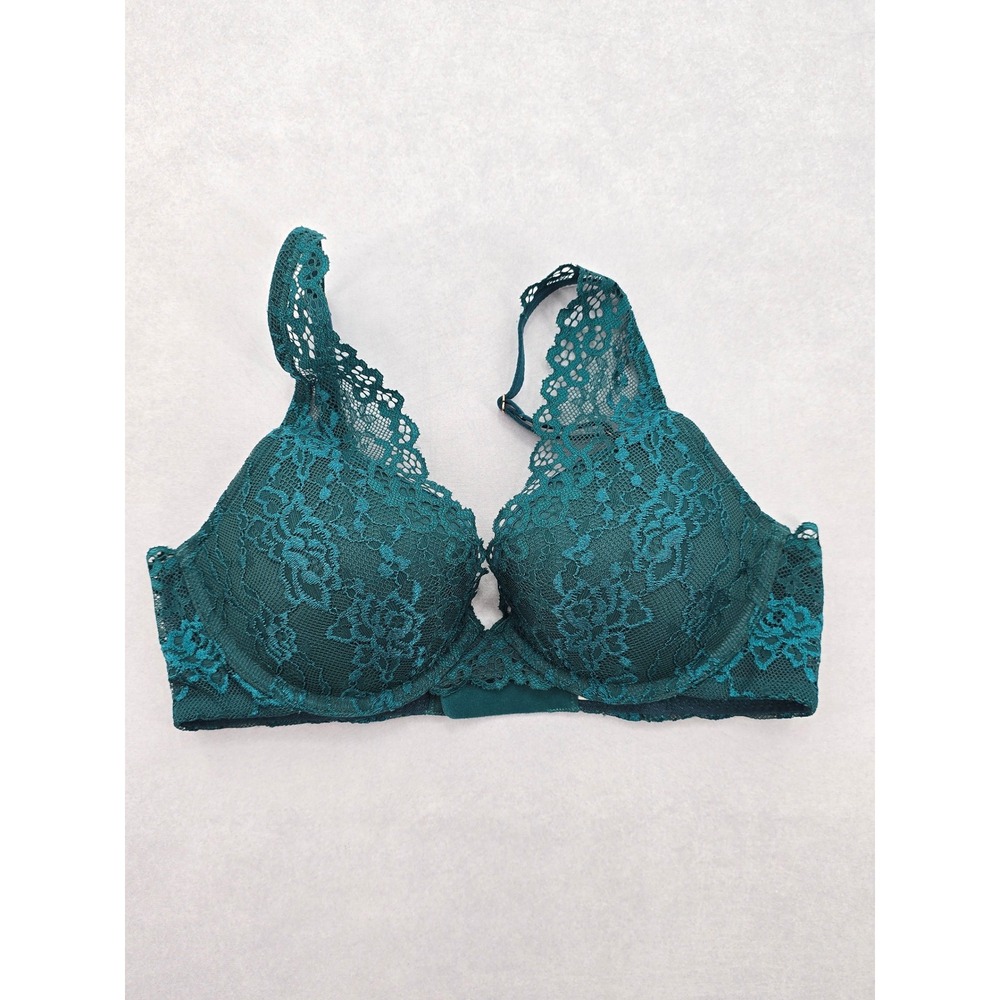 Green Lace Padded Wired Bra 34B Wedding Fairy Sexy Royal Lingerie